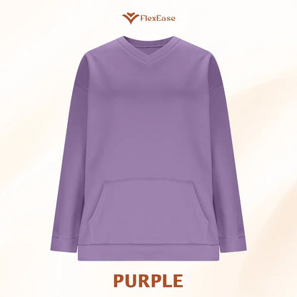 FlexEase - Women’s Stretch Microfleece V-Neck Sweatshirt with Pocket