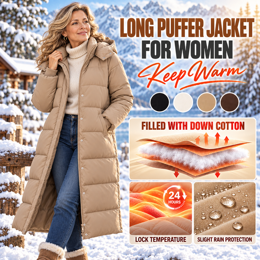 2026 New Arrival – Women's Long Hooded Puffer Coat | Warm & Stylish Winter Jacket