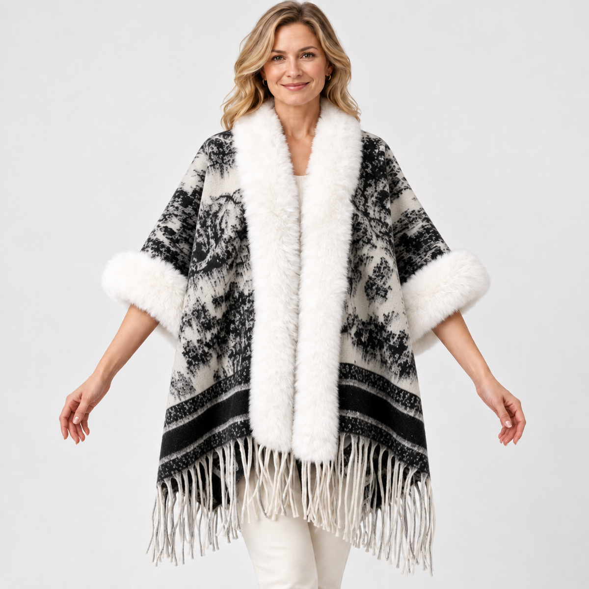 2026 New Arrival – Women’s Winter Knitted Tassel Shawl | Warm Retro Cape for Travel & Everyday Wear
