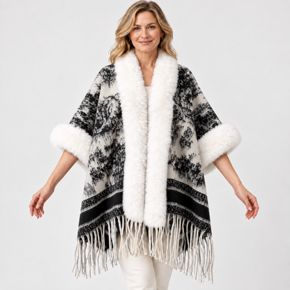 2026 New Arrival – Women’s Winter Knitted Tassel Shawl | Warm Retro Cape for Travel & Everyday Wear