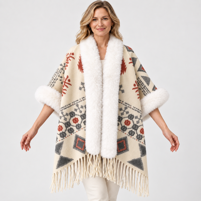 2026 New Arrival – Women’s Winter Knitted Tassel Shawl | Warm Retro Cape for Travel & Everyday Wear