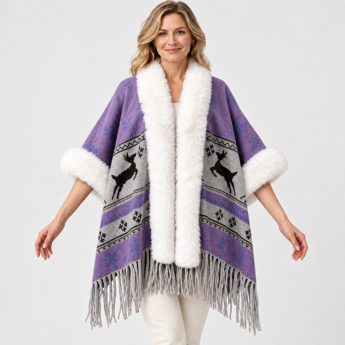 2026 New Arrival – Women’s Winter Knitted Tassel Shawl | Warm Retro Cape for Travel & Everyday Wear