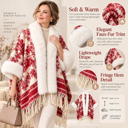2026 New Arrival – Women’s Winter Knitted Tassel Shawl | Warm Retro Cape for Travel & Everyday Wear