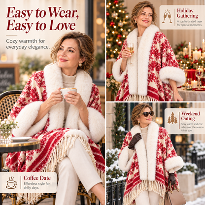 2026 New Arrival – Women’s Winter Knitted Tassel Shawl | Warm Retro Cape for Travel & Everyday Wear