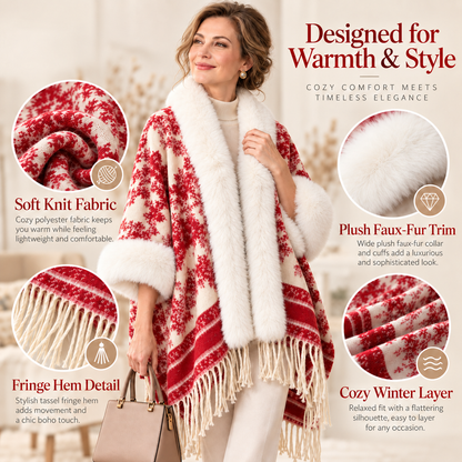 2026 New Arrival – Women’s Winter Knitted Tassel Shawl | Warm Retro Cape for Travel & Everyday Wear
