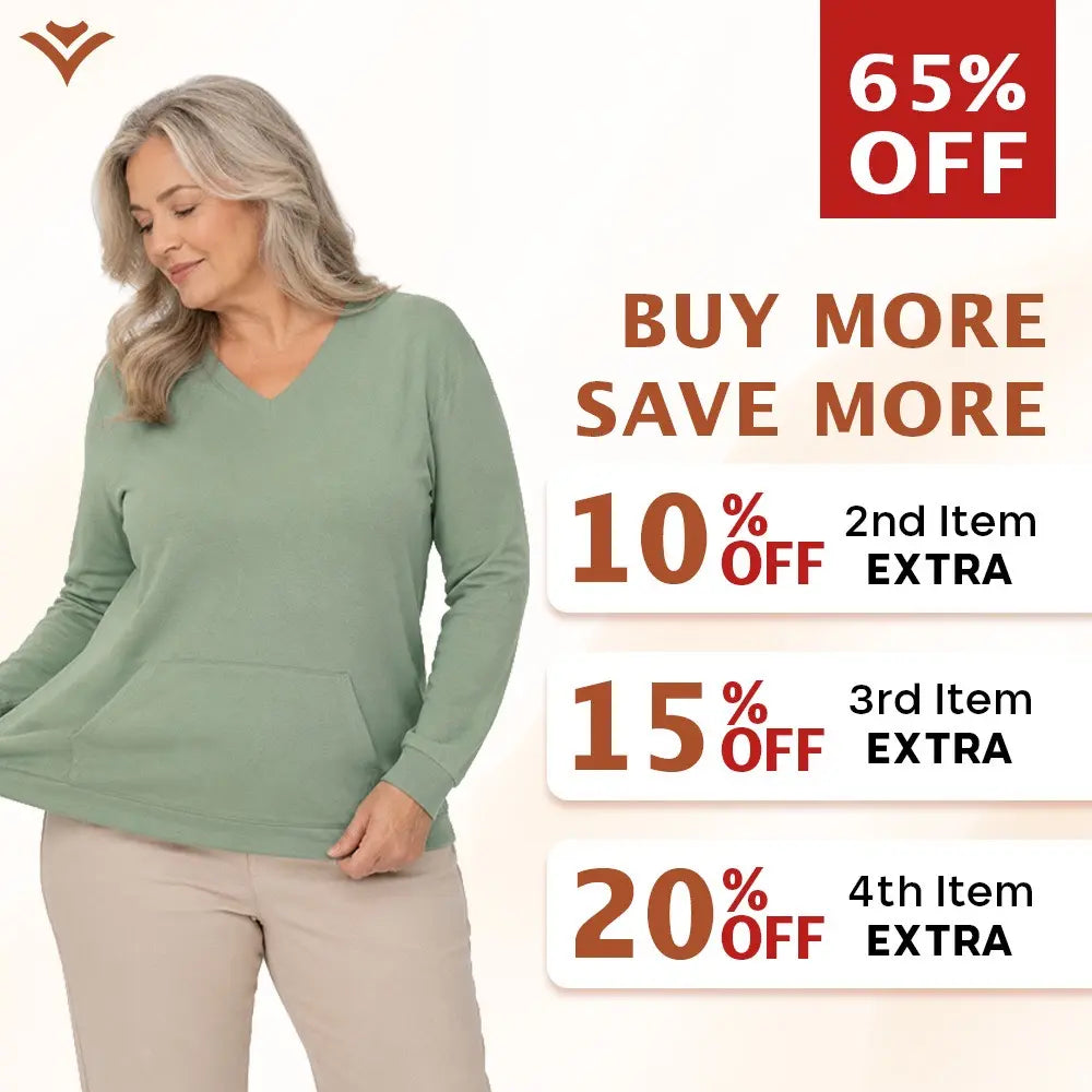 FlexEase - Women’s Stretch Microfleece V-Neck Sweatshirt with Pocket