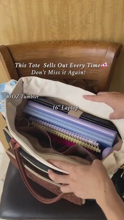 Multi-Pocket Laptop Work Tote Bag