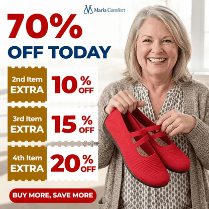 Marla Comfort - Women's Wide Toe Box Knit Mary Jane Flats, Slip-On Non-Slip Walking Shoes