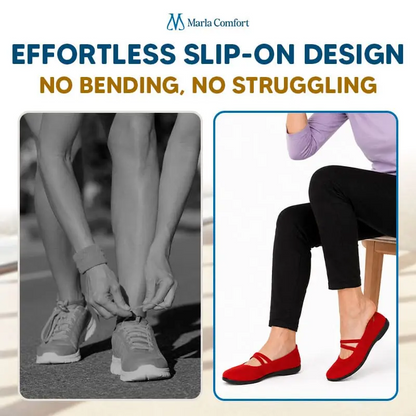 Marla Comfort - Women's Wide Toe Box Knit Mary Jane Flats, Slip-On Non-Slip Walking Shoes